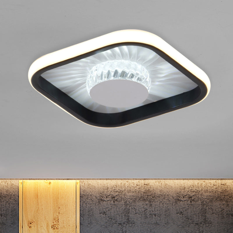 LED Square Flush Mount Fixture Modern White/Black Crystal Close to Ceiling Lighting for Study Black Clearhalo 'Ceiling Lights' 'Close To Ceiling Lights' 'Close to ceiling' 'Flush mount' Lighting' 1289660