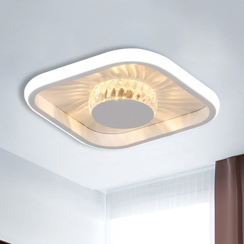 LED Square Flush Mount Fixture Modern White/Black Crystal Close to Ceiling Lighting for Study Clearhalo 'Ceiling Lights' 'Close To Ceiling Lights' 'Close to ceiling' 'Flush mount' Lighting' 1289665