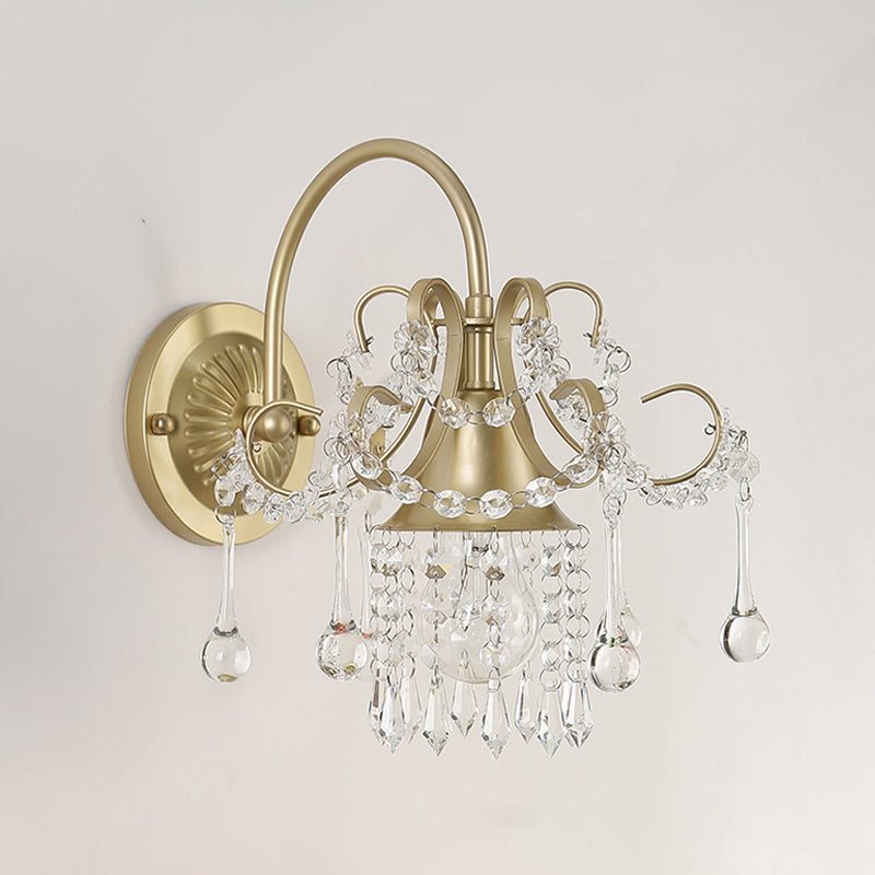 Crystal Gold Wall Light Sconce Geometric 1 Head Contemporary Wall Mounted Lighting Clearhalo 'Cast Iron' 'Glass' 'Industrial' 'Modern wall lights' 'Modern' 'Tiffany' 'Traditional wall lights' 'Wall Lamps & Sconces' 'Wall Lights' Lighting' 1289713