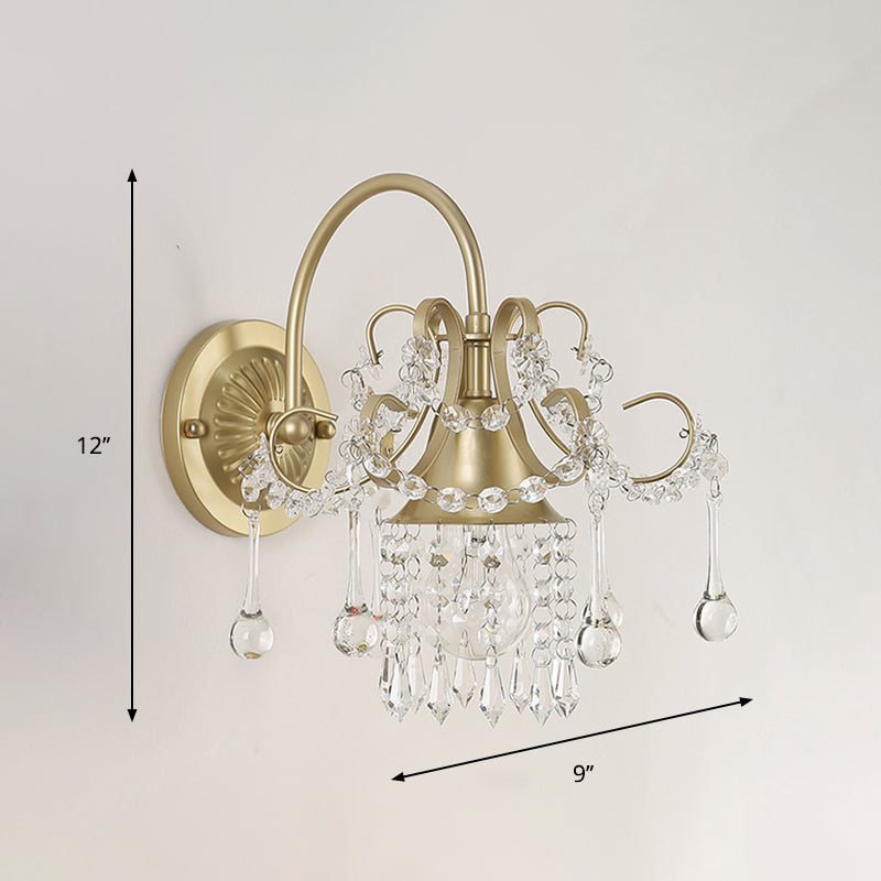 Crystal Gold Wall Light Sconce Geometric 1 Head Contemporary Wall Mounted Lighting Clearhalo 'Cast Iron' 'Glass' 'Industrial' 'Modern wall lights' 'Modern' 'Tiffany' 'Traditional wall lights' 'Wall Lamps & Sconces' 'Wall Lights' Lighting' 1289714