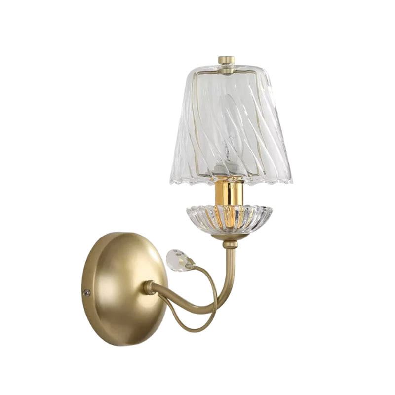 Conical Great Room Sconce Light Fixture Modern Glass 1 Head Gold Wall Mounted Lamp Clearhalo 'Cast Iron' 'Glass' 'Industrial' 'Modern wall lights' 'Modern' 'Tiffany' 'Traditional wall lights' 'Wall Lamps & Sconces' 'Wall Lights' Lighting' 1289724