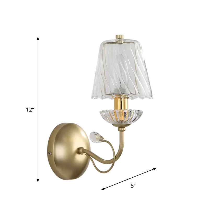 Conical Great Room Sconce Light Fixture Modern Glass 1 Head Gold Wall Mounted Lamp Clearhalo 'Cast Iron' 'Glass' 'Industrial' 'Modern wall lights' 'Modern' 'Tiffany' 'Traditional wall lights' 'Wall Lamps & Sconces' 'Wall Lights' Lighting' 1289725