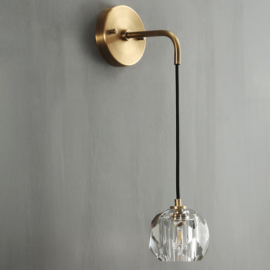 Gold Globe Wall Mounted Lamp Contemporary Crystal 1 Bulb Sleeping Room Sconce Light Fixture Clearhalo 'Cast Iron' 'Glass' 'Industrial' 'Modern wall lights' 'Modern' 'Tiffany' 'Traditional wall lights' 'Wall Lamps & Sconces' 'Wall Lights' Lighting' 1289728