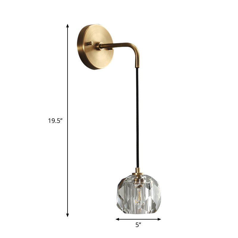 Gold Globe Wall Mounted Lamp Contemporary Crystal 1 Bulb Sleeping Room Sconce Light Fixture Clearhalo 'Cast Iron' 'Glass' 'Industrial' 'Modern wall lights' 'Modern' 'Tiffany' 'Traditional wall lights' 'Wall Lamps & Sconces' 'Wall Lights' Lighting' 1289729
