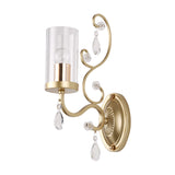 Cylinder Clear Glass Wall Light Sconce Contemporary 1/2 Heads Sleeping Room Wall Mounted Lamp in Gold Clearhalo 'Cast Iron' 'Glass' 'Industrial' 'Modern wall lights' 'Modern' 'Tiffany' 'Traditional wall lights' 'Wall Lamps & Sconces' 'Wall Lights' Lighting' 1289747