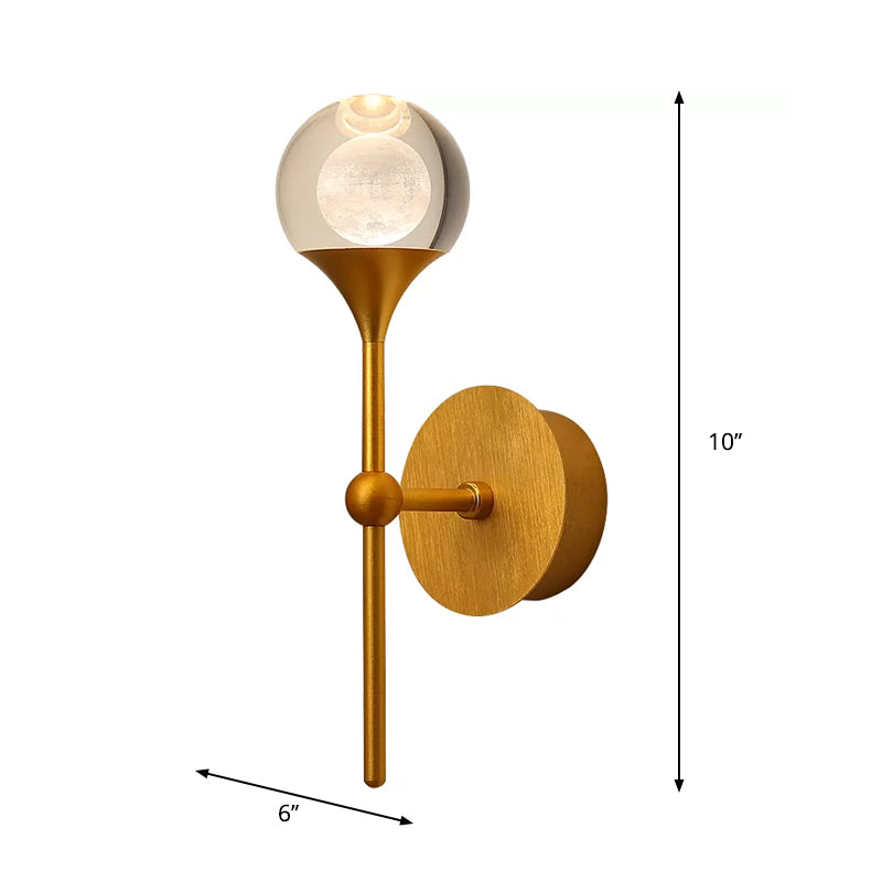 LED Crystal Wallchiere Traditional Gold Ball Bedchamber Wall Mounted Light Fixture Clearhalo 'Wall Lamps & Sconces' 'Wall Lights' Lighting' 1289757