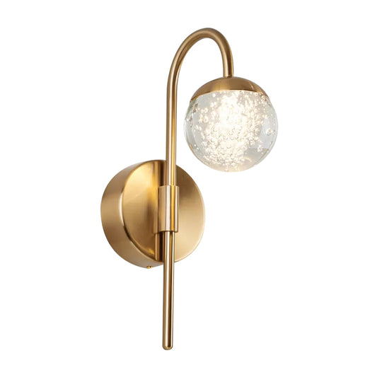 Spherical Great Room Surface Wall Sconce Modern Crystal 1/2 Bulbs Gold Wall Lighting Fixture Clearhalo 'Cast Iron' 'Glass' 'Industrial' 'Modern wall lights' 'Modern' 'Tiffany' 'Traditional wall lights' 'Wall Lamps & Sconces' 'Wall Lights' Lighting' 1289759