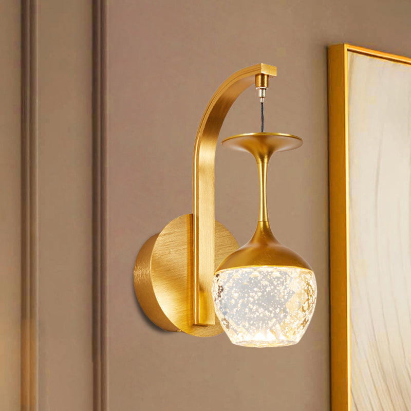 1/2 Head Wall Mounted Lamp with Taper Crystal Traditional Parlour Wall Sconce Lighting in Gold Clearhalo 'Wall Lamps & Sconces' 'Wall Lights' Lighting' 1289768