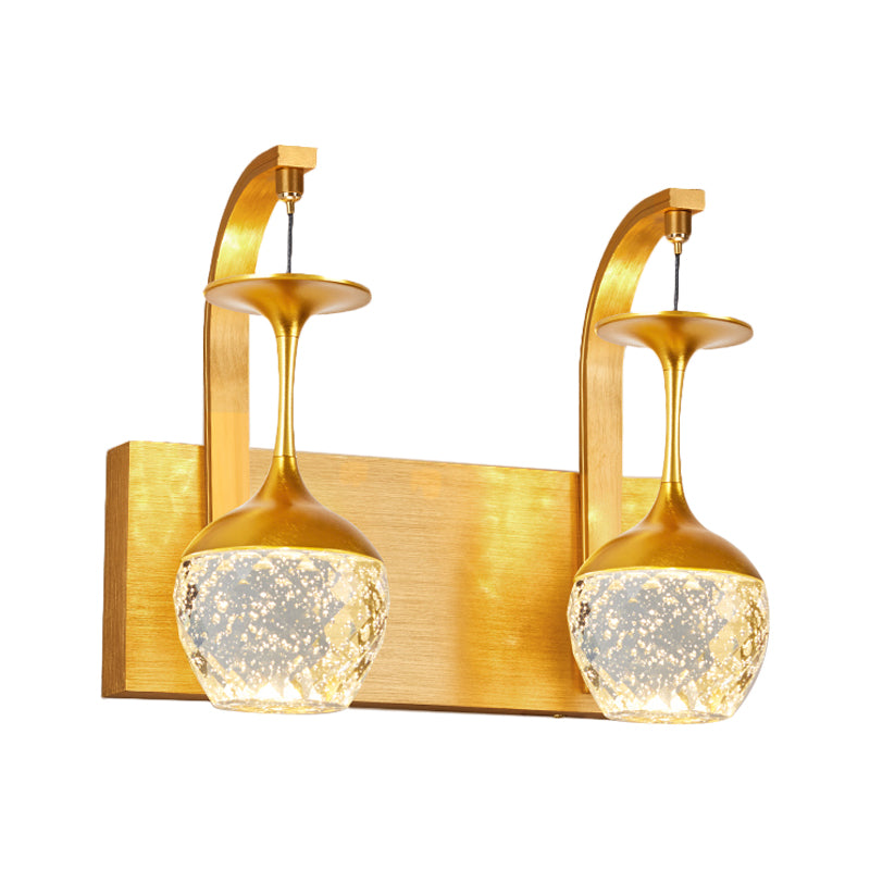 1/2 Head Wall Mounted Lamp with Taper Crystal Traditional Parlour Wall Sconce Lighting in Gold Clearhalo 'Wall Lamps & Sconces' 'Wall Lights' Lighting' 1289773