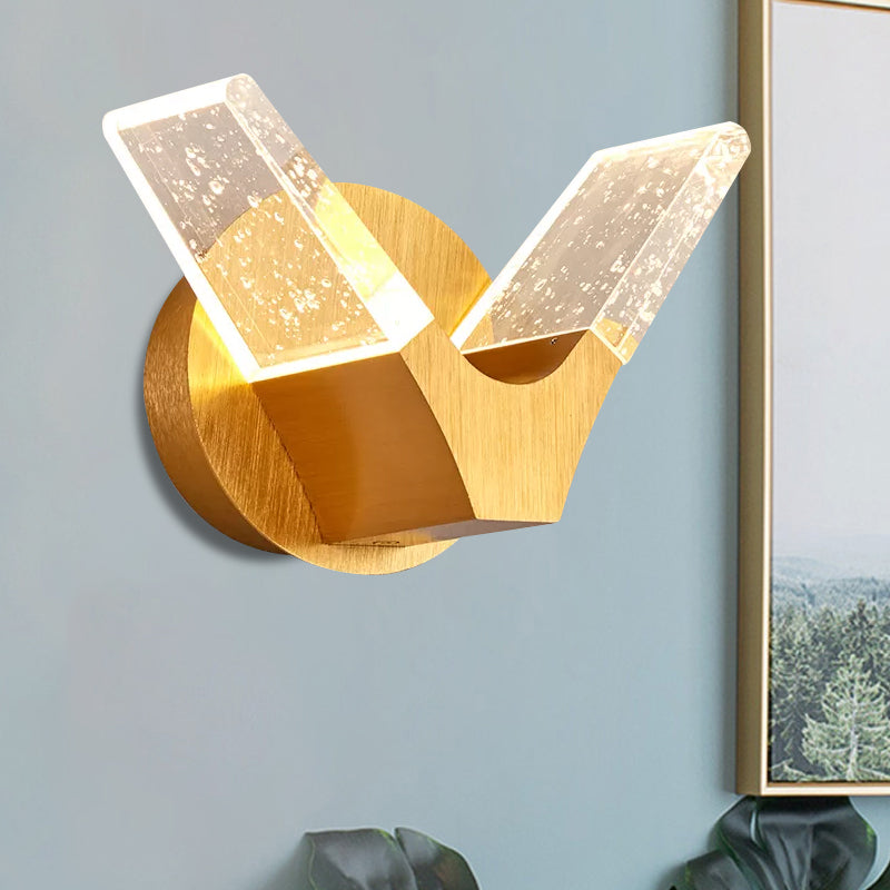 Gold Wings Wall Light Fixture Modern Crystal LED Sleeping Room Wall Mounted Lighting Gold Clearhalo 'Modern wall lights' 'Modern' 'Wall Lamps & Sconces' 'Wall Lights' Lighting' 1289776