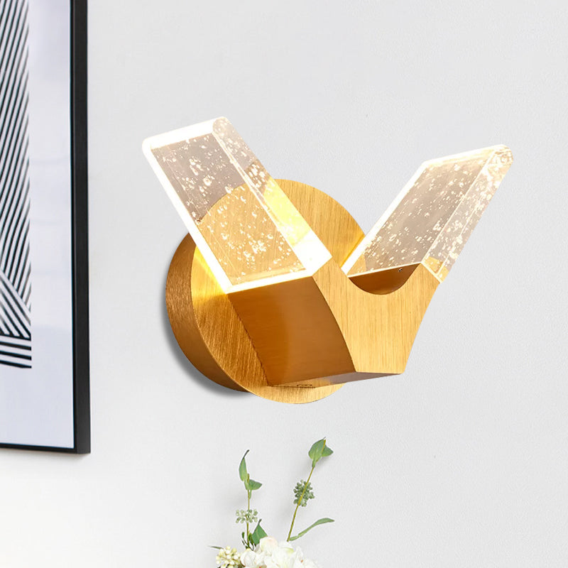 Gold Wings Wall Light Fixture Modern Crystal LED Sleeping Room Wall Mounted Lighting Clearhalo 'Modern wall lights' 'Modern' 'Wall Lamps & Sconces' 'Wall Lights' Lighting' 1289777