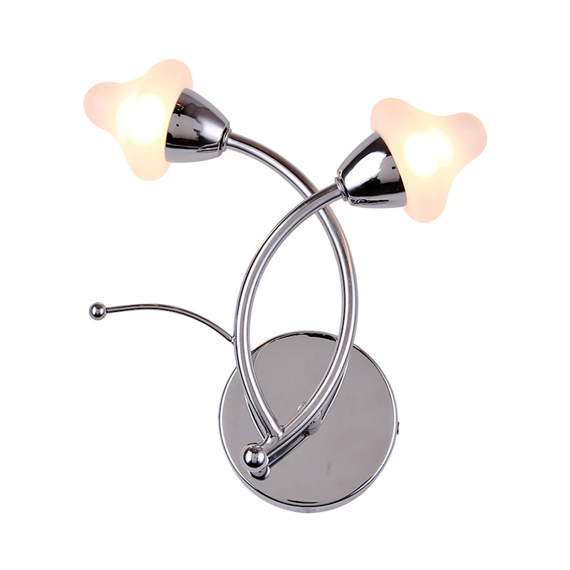 Mushroom Milk Glass Wall Light Modernist 2 Lights Chrome Led Wall Mounted Light for Office Clearhalo 'Cast Iron' 'Glass' 'Industrial' 'Modern wall lights' 'Modern' 'Tiffany' 'Traditional wall lights' 'Wall Lamps & Sconces' 'Wall Lights' Lighting' 128978