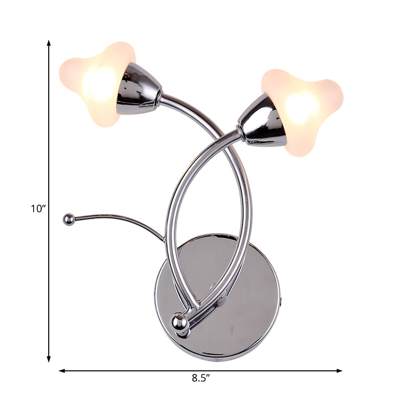 Mushroom Milk Glass Wall Light Modernist 2 Lights Chrome Led Wall Mounted Light for Office Clearhalo 'Cast Iron' 'Glass' 'Industrial' 'Modern wall lights' 'Modern' 'Tiffany' 'Traditional wall lights' 'Wall Lamps & Sconces' 'Wall Lights' Lighting' 128979