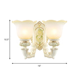 Bell Cream Glass Wall Lighting Ideas Vintage 2 Bulbs Bedroom Wall Sconce in White Clearhalo 'Wall Lamps & Sconces' 'Wall Lights' Lighting' 1289835