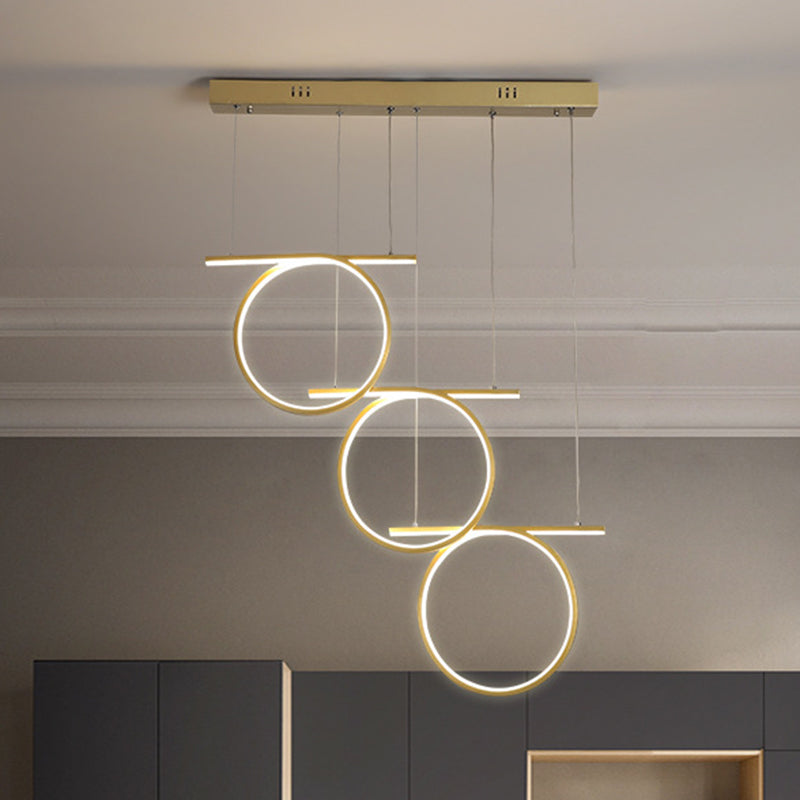 Gold 3 Rings Hanging Light Contemporary LED Metallic Suspension Lighting for Dining Table Gold Clearhalo 'Ceiling Lights' 'Modern Pendants' 'Modern' 'Pendant Lights' 'Pendants' Lighting' 1289881