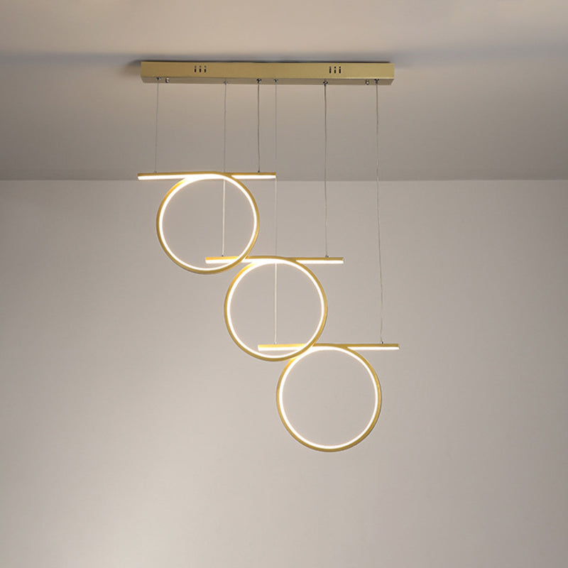 Gold 3 Rings Hanging Light Contemporary LED Metallic Suspension Lighting for Dining Table Clearhalo 'Ceiling Lights' 'Modern Pendants' 'Modern' 'Pendant Lights' 'Pendants' Lighting' 1289882