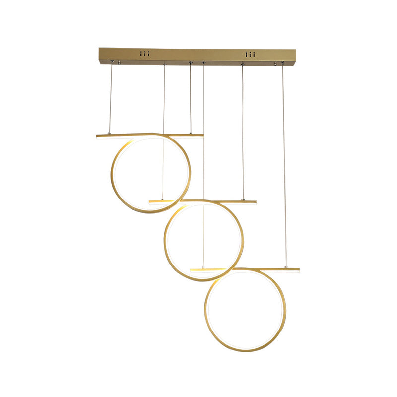 Gold 3 Rings Hanging Light Contemporary LED Metallic Suspension Lighting for Dining Table Clearhalo 'Ceiling Lights' 'Modern Pendants' 'Modern' 'Pendant Lights' 'Pendants' Lighting' 1289883