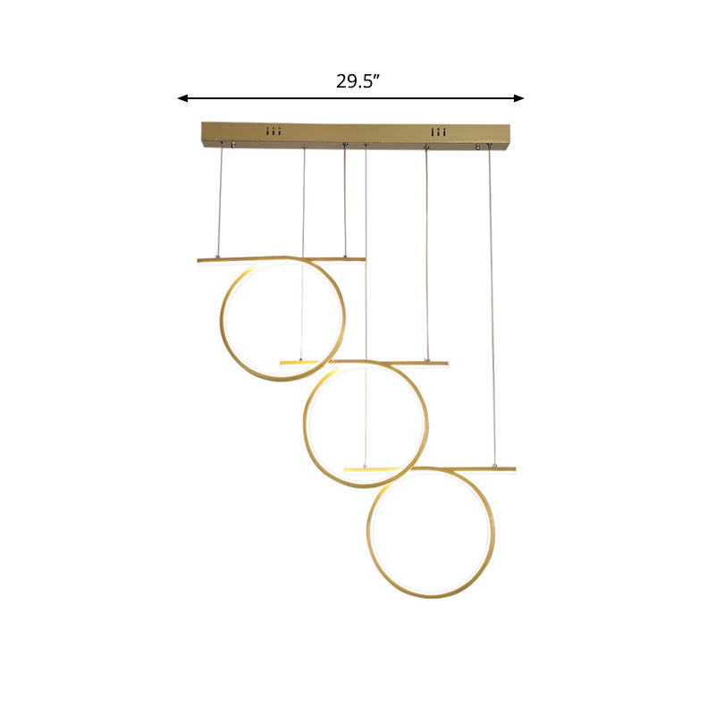 Gold 3 Rings Hanging Light Contemporary LED Metallic Suspension Lighting for Dining Table Clearhalo 'Ceiling Lights' 'Modern Pendants' 'Modern' 'Pendant Lights' 'Pendants' Lighting' 1289884