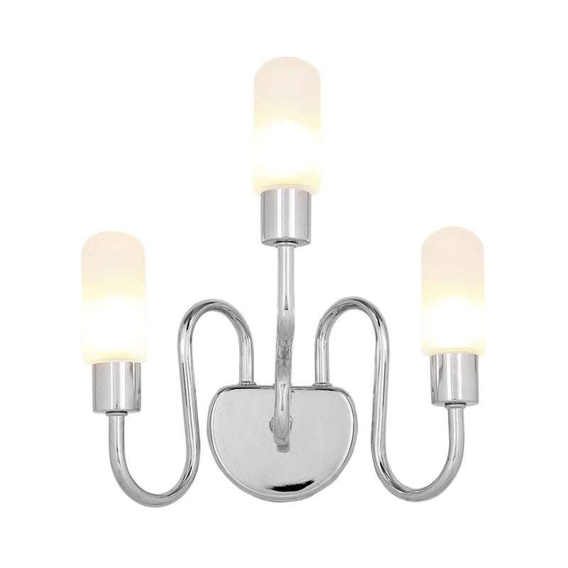 Pill Capsule Sconce Light Contemporary Milk Glass 2/3 Lights Chrome Led Flush Mount Wall Sconce Clearhalo 'Cast Iron' 'Glass' 'Industrial' 'Modern wall lights' 'Modern' 'Tiffany' 'Traditional wall lights' 'Wall Lamps & Sconces' 'Wall Lights' Lighting' 128994