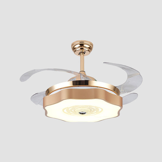 Acrylic Bloom Ceiling Flush Modernist Gold 4 Blades LED Hanging Fan Light, 42" Width Clearhalo 'Ceiling Fans with Lights' 'Ceiling Fans' 'Modern Ceiling Fans' 'Modern' Lighting' 1289978