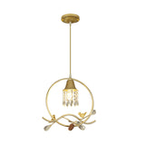 Bird/Flower Sleeping Room Suspension Light Modern Crystal Stands 1 Bulb Gold Hanging Lamp Kit Clearhalo 'Ceiling Lights' 'Modern Pendants' 'Modern' 'Pendant Lights' 'Pendants' Lighting' 1290136