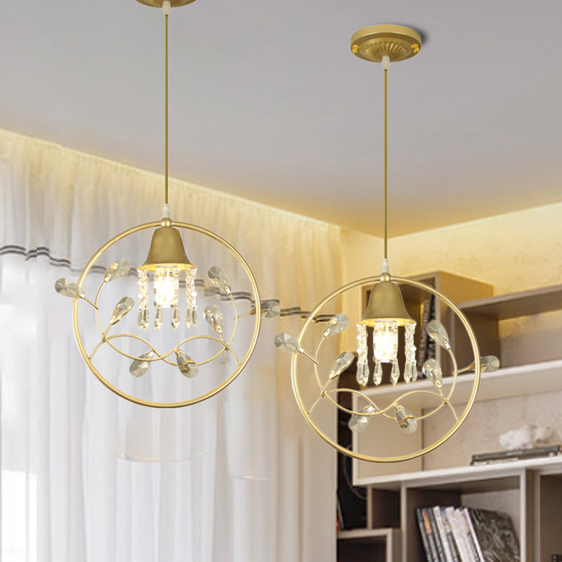 Bird/Flower Sleeping Room Suspension Light Modern Crystal Stands 1 Bulb Gold Hanging Lamp Kit Clearhalo 'Ceiling Lights' 'Modern Pendants' 'Modern' 'Pendant Lights' 'Pendants' Lighting' 1290139