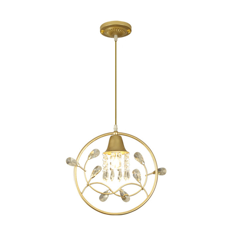 Bird/Flower Sleeping Room Suspension Light Modern Crystal Stands 1 Bulb Gold Hanging Lamp Kit Clearhalo 'Ceiling Lights' 'Modern Pendants' 'Modern' 'Pendant Lights' 'Pendants' Lighting' 1290141