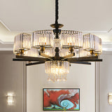 13 Bulbs Crystal Chandelier Traditional Black Geometric Sitting Room Ceiling Lamp Clearhalo 'Ceiling Lights' 'Chandeliers' Lighting' options 1290255