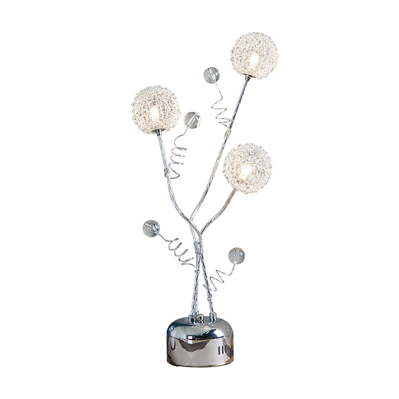 Metal Silver Desk Lamp Branching LED Art Decor Night Table Light with Dandelion and Modo Detail Clearhalo 'Lamps' 'Table Lamps' Lighting' 1290355