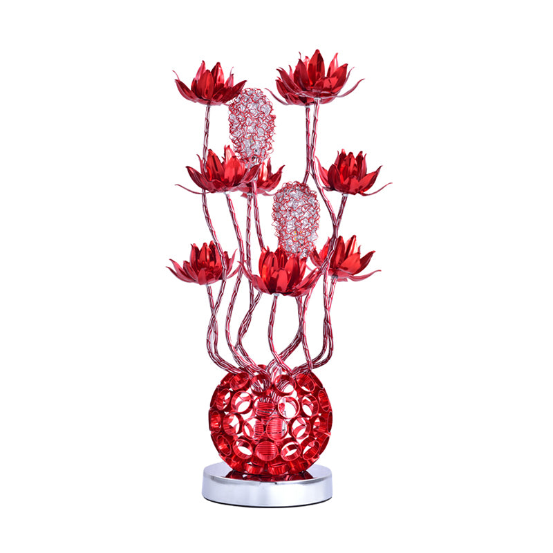 LED Ball Shape Table Lamp Decorative Red/Purple Aluminum Floral Nightstand Lighting, 16"/19.5" L Clearhalo 'Lamps' 'Table Lamps' Lighting' 1290368