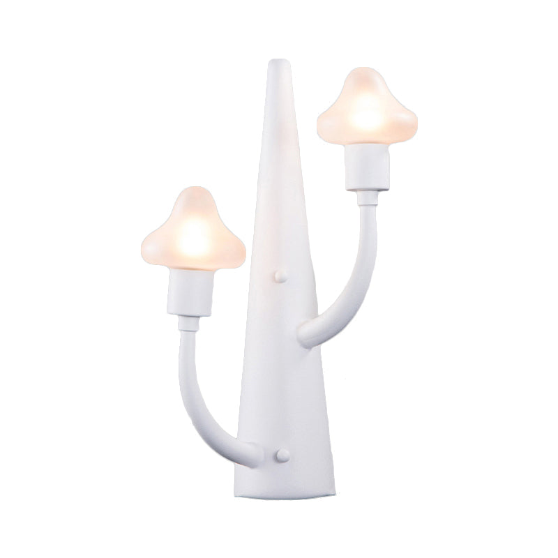 2/3 Lights Living Room Sconce with Mushroom Opal Glass Shade Modernist White Led Wall Lamp Clearhalo 'Cast Iron' 'Glass' 'Industrial' 'Modern wall lights' 'Modern' 'Tiffany' 'Traditional wall lights' 'Wall Lamps & Sconces' 'Wall Lights' Lighting' 129037