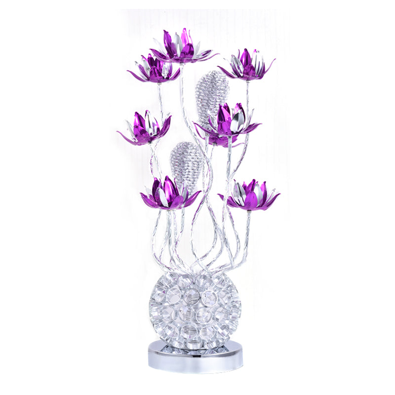 LED Ball Shape Table Lamp Decorative Red/Purple Aluminum Floral Nightstand Lighting, 16"/19.5" L Clearhalo 'Lamps' 'Table Lamps' Lighting' 1290374