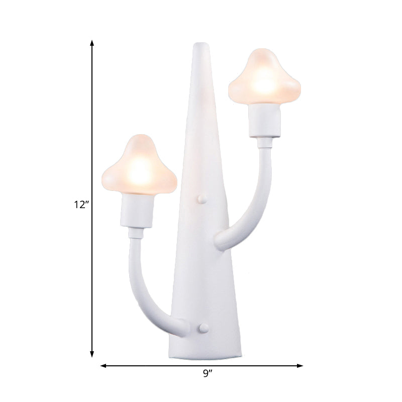 2/3 Lights Living Room Sconce with Mushroom Opal Glass Shade Modernist White Led Wall Lamp Clearhalo 'Cast Iron' 'Glass' 'Industrial' 'Modern wall lights' 'Modern' 'Tiffany' 'Traditional wall lights' 'Wall Lamps & Sconces' 'Wall Lights' Lighting' 129038