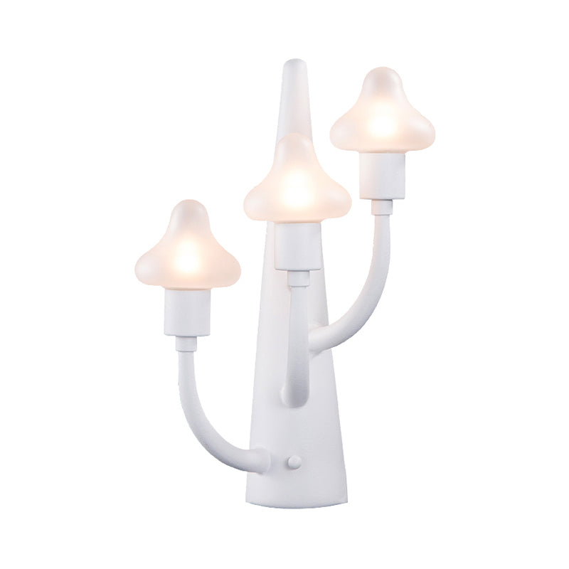 2/3 Lights Living Room Sconce with Mushroom Opal Glass Shade Modernist White Led Wall Lamp Clearhalo 'Cast Iron' 'Glass' 'Industrial' 'Modern wall lights' 'Modern' 'Tiffany' 'Traditional wall lights' 'Wall Lamps & Sconces' 'Wall Lights' Lighting' 129041