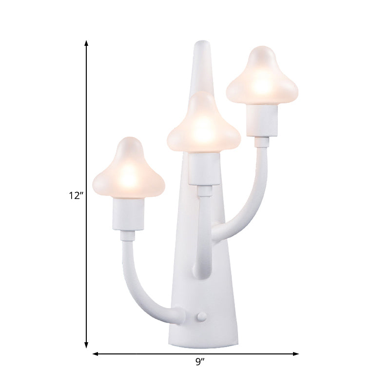 2/3 Lights Living Room Sconce with Mushroom Opal Glass Shade Modernist White Led Wall Lamp Clearhalo 'Cast Iron' 'Glass' 'Industrial' 'Modern wall lights' 'Modern' 'Tiffany' 'Traditional wall lights' 'Wall Lamps & Sconces' 'Wall Lights' Lighting' 129042