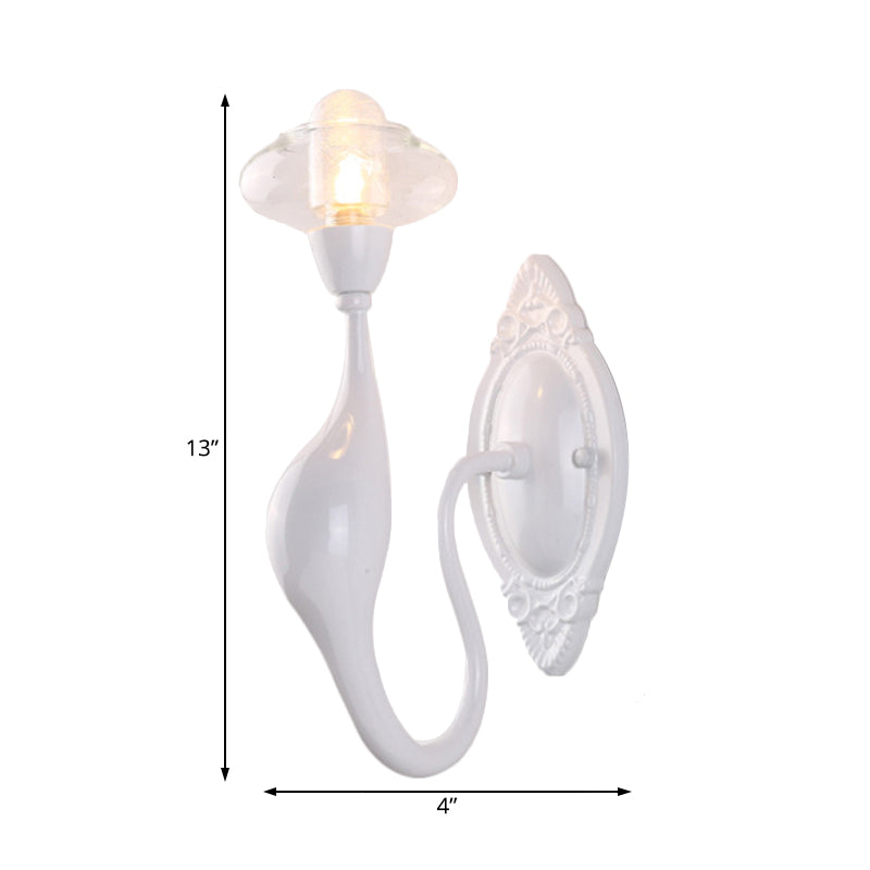Clear Glass Oval Sconce Light Modern 1/2 Lights White Led Wall Lighting Fixture with Dolphin-Shaped Arm Clearhalo 'Cast Iron' 'Glass' 'Industrial' 'Modern wall lights' 'Modern' 'Tiffany' 'Traditional wall lights' 'Wall Lamps & Sconces' 'Wall Lights' Lighting' 129046