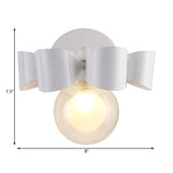 Clear Glass Round Wall Lamp Contemporary 1 Light White Wall Mounted Light Fixture with Bow Design Clearhalo 'Cast Iron' 'Glass' 'Industrial' 'Modern wall lights' 'Modern' 'Tiffany' 'Traditional wall lights' 'Wall Lamps & Sconces' 'Wall Lights' Lighting' 129054