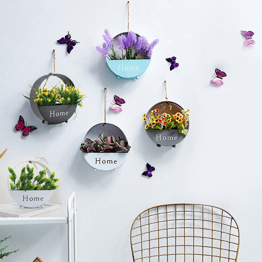 Metal Circular Hanging Wall Sconce Nordic Flower/Plant Accent String Light for Restaurant Tea Shop Clearhalo 'Wall Lamps & Sconces' 'Wall Lights' Lighting' 129170