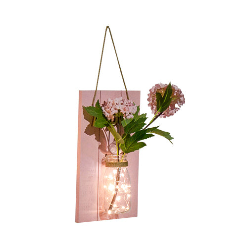 Floral Wall String Lights for Cafe Rustic Clear Glass Shade Twinkle Light with Pink Backplate Clearhalo 'Wall Lamps & Sconces' 'Wall Lights' Lighting' 129299