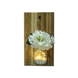 White Flower Wall String Light Nordic Clear Glass Jar Twinkle Light with Wood Backplate Clearhalo 'Wall Lamps & Sconces' 'Wall Lights' Lighting' 129307