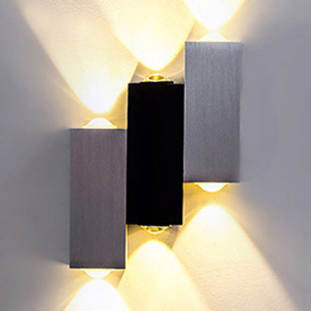 Cubic Wall Sconce Modern Style Aluminum LED Gray Wall Washer Lamp in Warm/White Lighting for Porch Clearhalo 'Cast Iron' 'Glass' 'Industrial' 'Modern wall lights' 'Modern' 'Tiffany' 'Traditional wall lights' 'Wall Lamps & Sconces' 'Wall Lights' Lighting' 129513