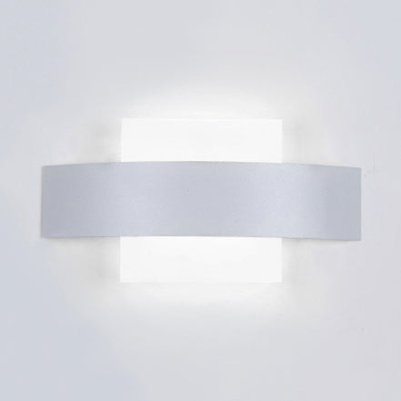Round/Square Acrylic Wall Light Sconce Contemporary LED Black/White Finish Wall Lamp with Metal Backplate in White/Warm Lighting White White Square Clearhalo 'Cast Iron' 'Glass' 'Industrial' 'Modern wall lights' 'Modern' 'Tiffany' 'Traditional wall lights' 'Wall Lamps & Sconces' 'Wall Lights' Lighting' 129521