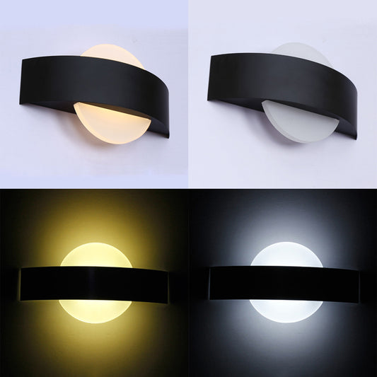 Round/Square Acrylic Wall Light Sconce Contemporary LED Black/White Finish Wall Lamp with Metal Backplate in White/Warm Lighting Clearhalo 'Cast Iron' 'Glass' 'Industrial' 'Modern wall lights' 'Modern' 'Tiffany' 'Traditional wall lights' 'Wall Lamps & Sconces' 'Wall Lights' Lighting' 129526