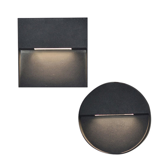 LED Porch Wall Sconce Lamp with Round/Rectangle Aluminum Shade Black Sconce Lighting in White/Warm Light Clearhalo 'Cast Iron' 'Glass' 'Industrial' 'Modern wall lights' 'Modern' 'Tiffany' 'Traditional wall lights' 'Wall Lamps & Sconces' 'Wall Lights' Lighting' 129541