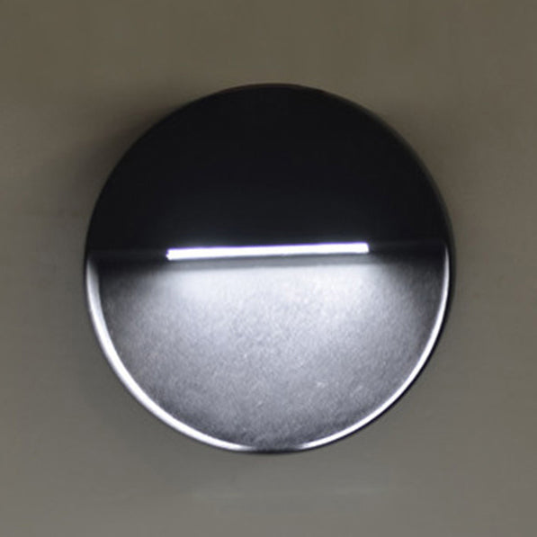 LED Porch Wall Sconce Lamp with Round/Rectangle Aluminum Shade Black Sconce Lighting in White/Warm Light Black White Round Clearhalo 'Cast Iron' 'Glass' 'Industrial' 'Modern wall lights' 'Modern' 'Tiffany' 'Traditional wall lights' 'Wall Lamps & Sconces' 'Wall Lights' Lighting' 129543
