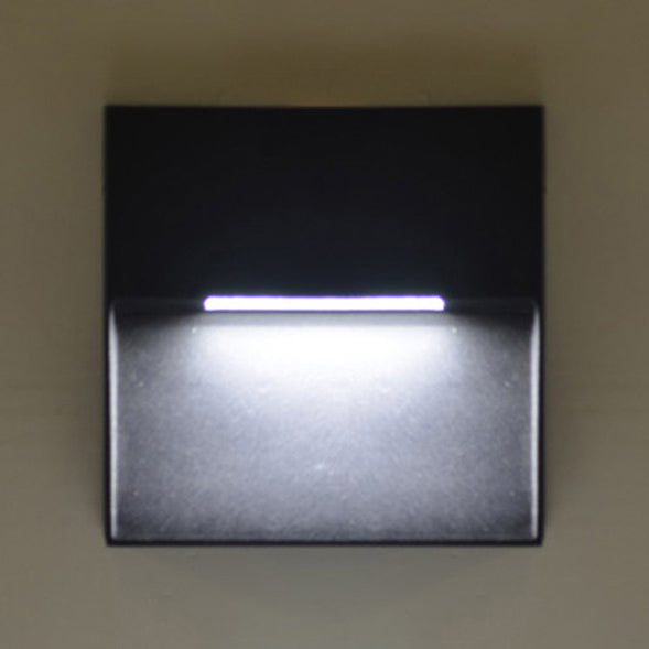 LED Porch Wall Sconce Lamp with Round/Rectangle Aluminum Shade Black Sconce Lighting in White/Warm Light Black White Square Clearhalo 'Cast Iron' 'Glass' 'Industrial' 'Modern wall lights' 'Modern' 'Tiffany' 'Traditional wall lights' 'Wall Lamps & Sconces' 'Wall Lights' Lighting' 129545