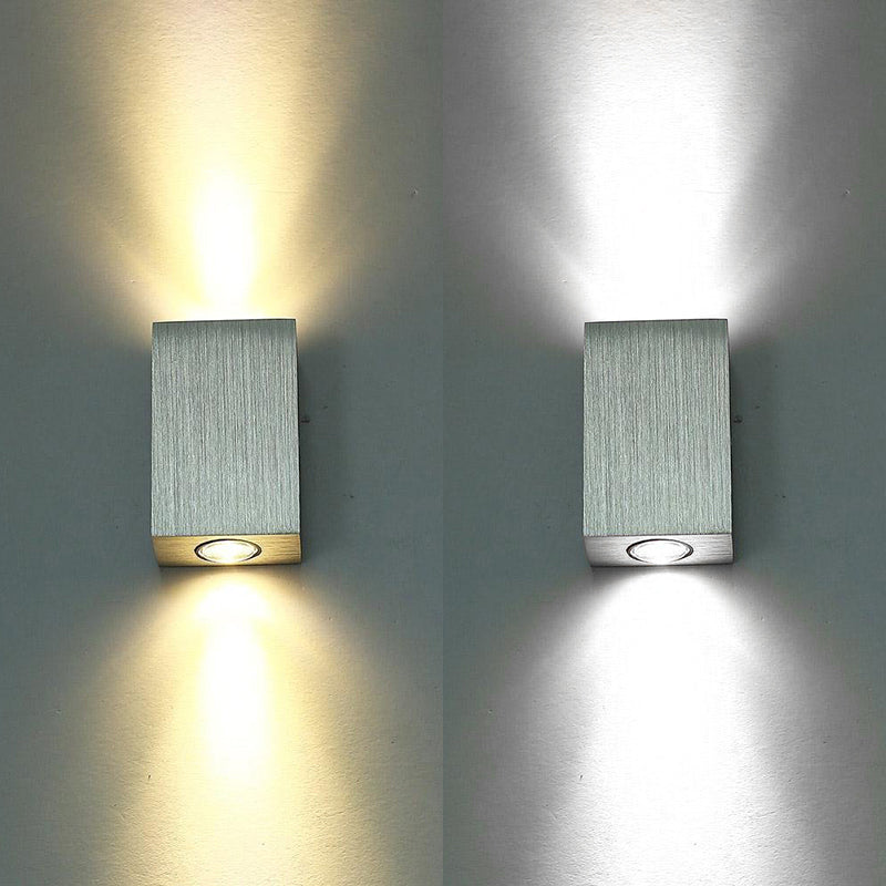Nickel Finish Rectangular Wall Light Sconce Modern LED Aluminum Wall Lamp in Warm/White Lighting for Porch Nickel Clearhalo 'Cast Iron' 'Glass' 'Industrial' 'Modern wall lights' 'Modern' 'Tiffany' 'Traditional wall lights' 'Wall Lamps & Sconces' 'Wall Lights' Lighting' 129555