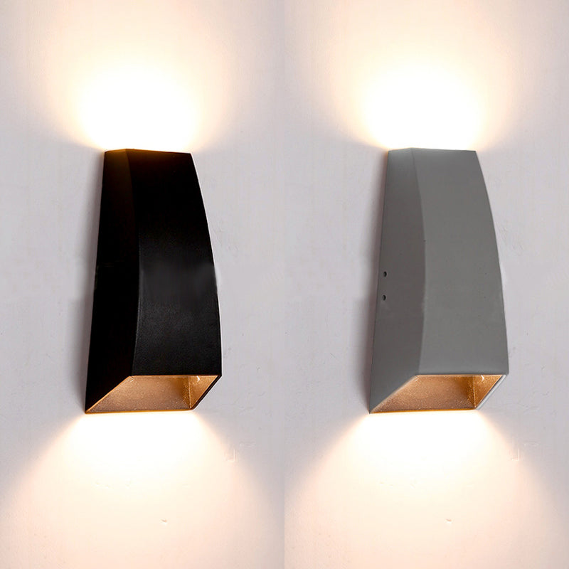 Black/Gray Geometric Wall Sconce Lamp Modern Style LED Aluminum Wall Light Fixture in White/Warm Lighting Clearhalo 'Cast Iron' 'Glass' 'Industrial' 'Modern wall lights' 'Modern' 'Tiffany' 'Traditional wall lights' 'Wall Lamps & Sconces' 'Wall Lights' Lighting' 129574