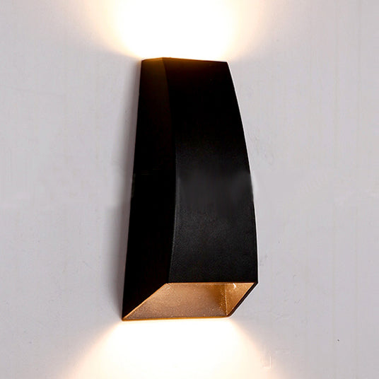 Black/Gray Geometric Wall Sconce Lamp Modern Style LED Aluminum Wall Light Fixture in White/Warm Lighting Black Warm Clearhalo 'Cast Iron' 'Glass' 'Industrial' 'Modern wall lights' 'Modern' 'Tiffany' 'Traditional wall lights' 'Wall Lamps & Sconces' 'Wall Lights' Lighting' 129575