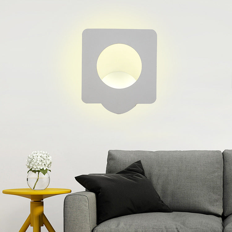 Circle/Square Shaped Wall Sconce Lighting Minimalism Aluminum LED White Wall Lamp in Warm/Natural Lighting Clearhalo 'Cast Iron' 'Glass' 'Industrial' 'Modern wall lights' 'Modern' 'Tiffany' 'Traditional wall lights' 'Wall Lamps & Sconces' 'Wall Lights' Lighting' 129904